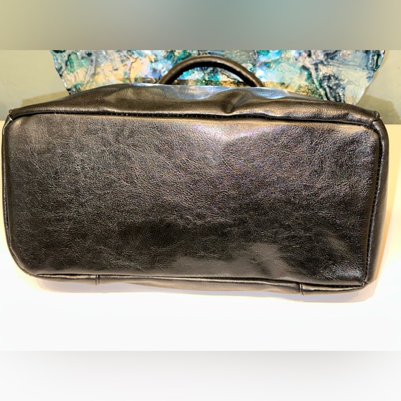 Vintage Y2K Victoria’s Secret Black Leatherette Satchel Handbag Pink Lining - Picture 8 of 15